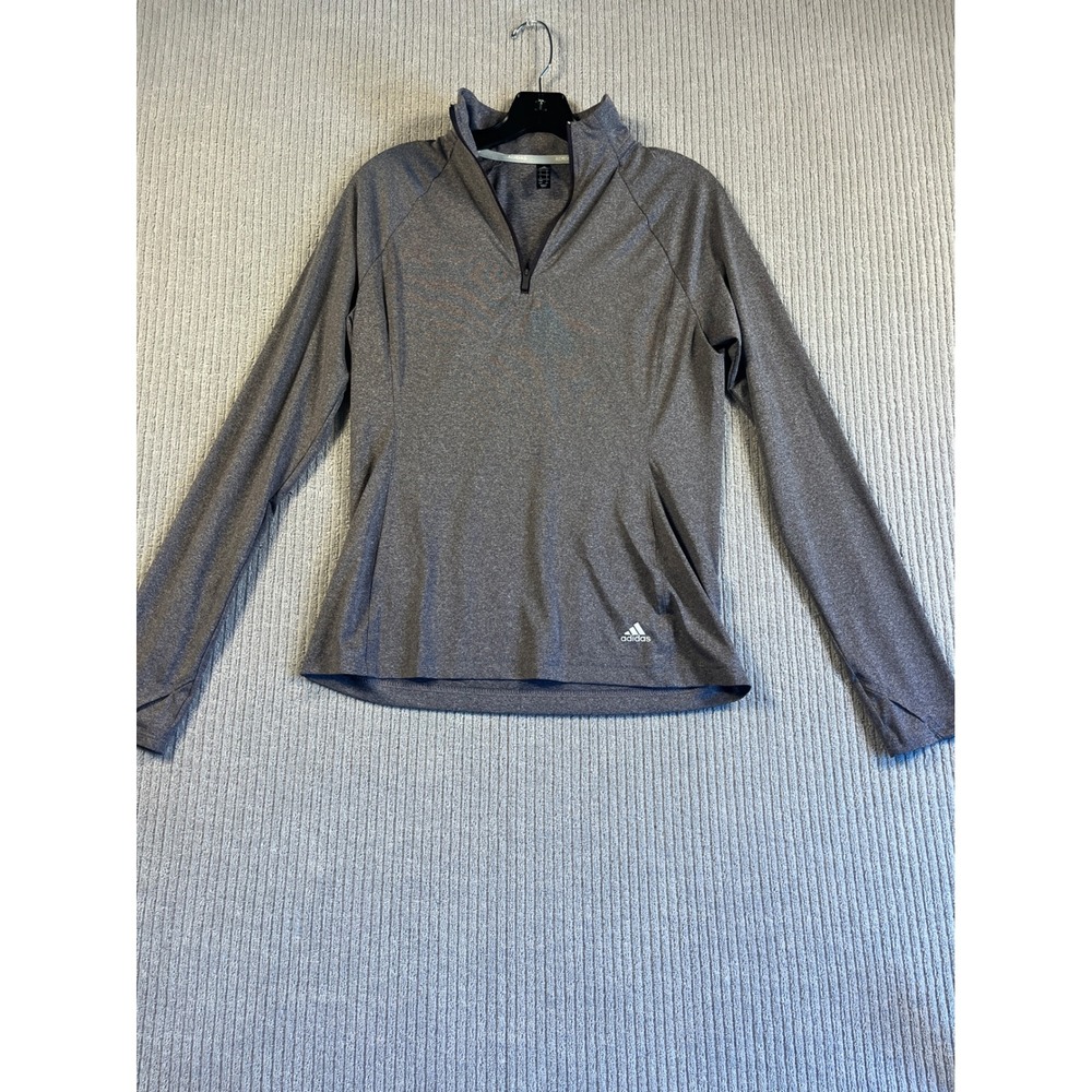 Adidas Golf Top Womens S Quarter 1/4 Zip Pullover Gray Mock Neck Long Sleeve